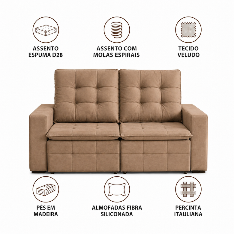 Sofá Retrátil e Reclinável 3 Lugares Soberano Inovaflex