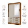 Guarda-Roupa Solteiro Buriti 2 Portas 6 Gavetas com Espelho Novo Horizonte
