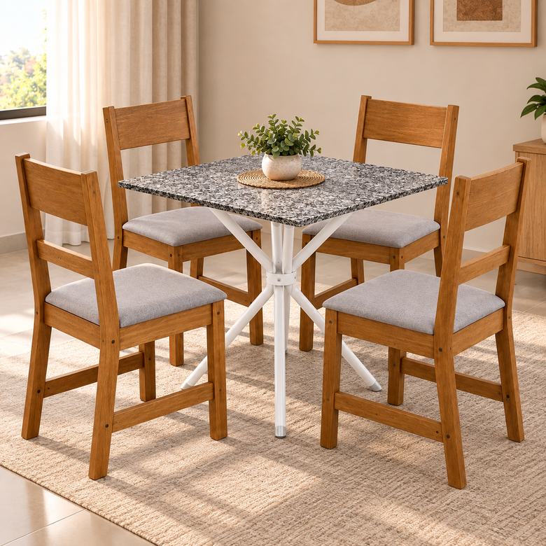 Conjunto De Mesa De Jantar Ciplafe Com 4 Cadeiras Indekes