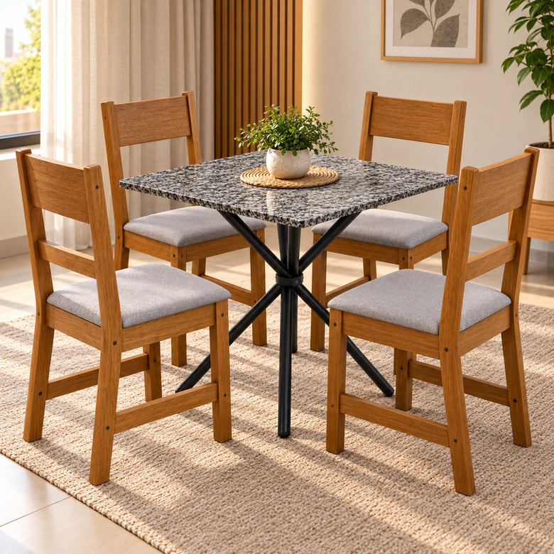 Conjunto De Mesa De Jantar Ciplafe Com 4 Cadeiras Indekes