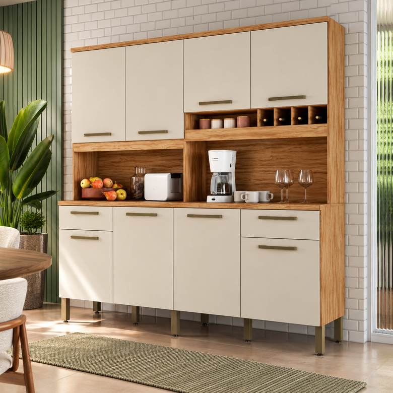 Cozinha Compacta 100% MDF 8 Portas 2 Gavetas Carbenet Prime Ronipa