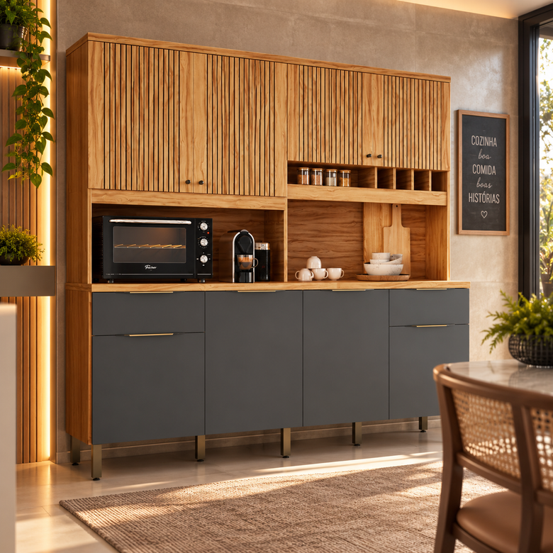 Cozinha Compacta 100% MDF 8 Portas 2 Gavetas Concord Ronipa