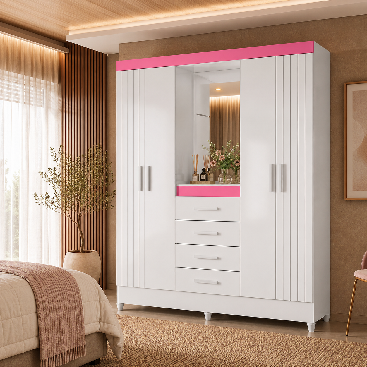 Guarda-Roupa Casal Atenas 4 Portas 4 Gavetas Moval