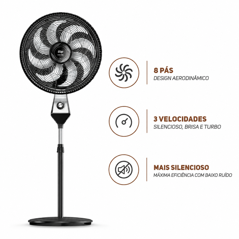 Ventilador Coluna WAP Flow Turbo Eco 8 Pás