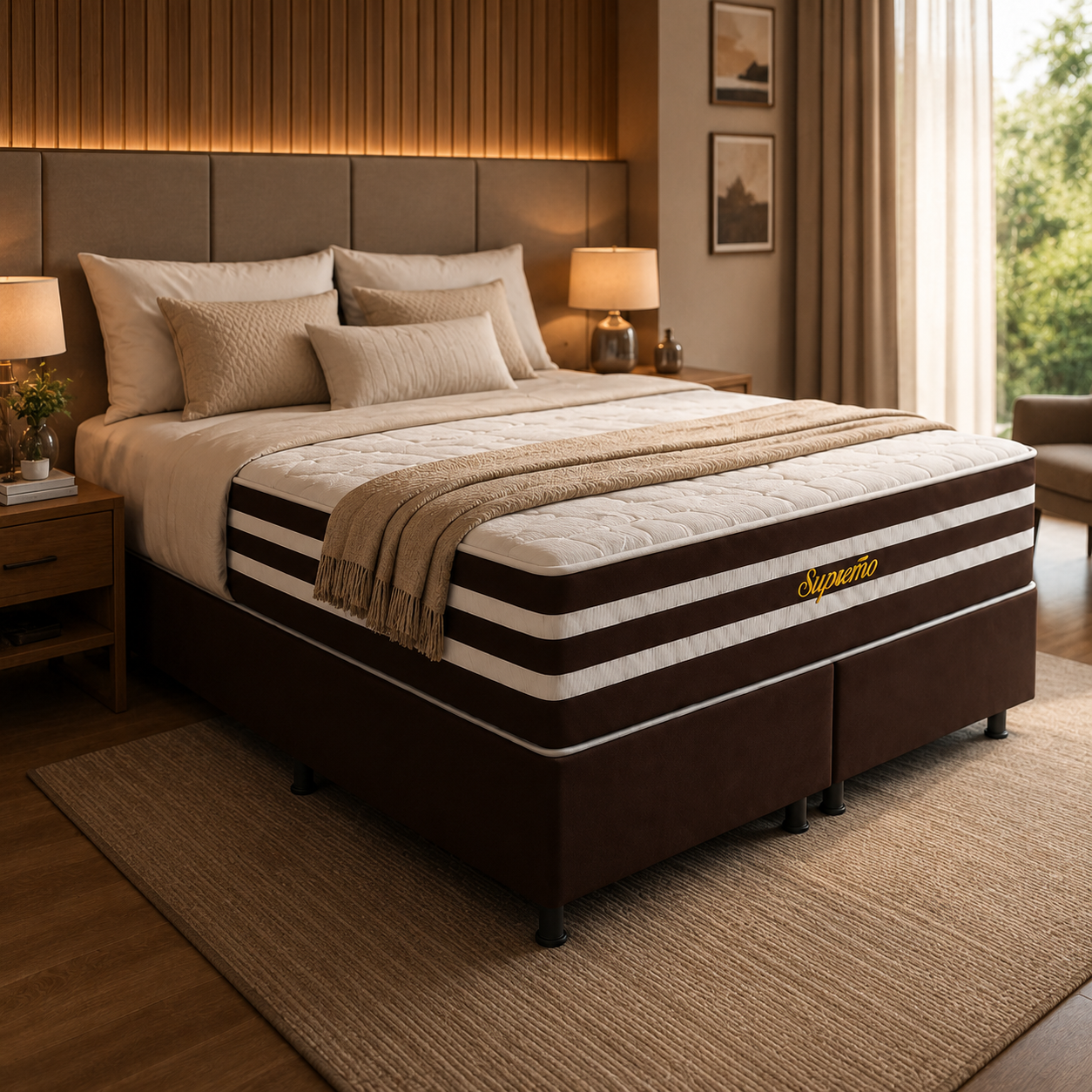 Cama Box Queen (Colchão + Base) 158x198 Supremo Bacetto