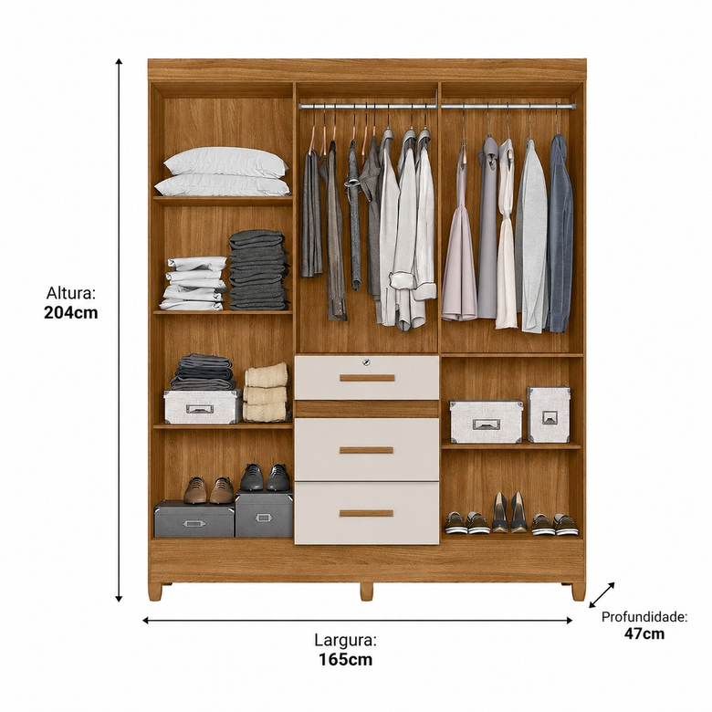Guarda-Roupa Casal Itatiba 6 Portas 3 Gavetas Moval