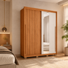 Guarda Roupa Solteiro Com Espelho 100% MDF 2 Portas 3 Gavetas 1.8 Moviment Caemmun