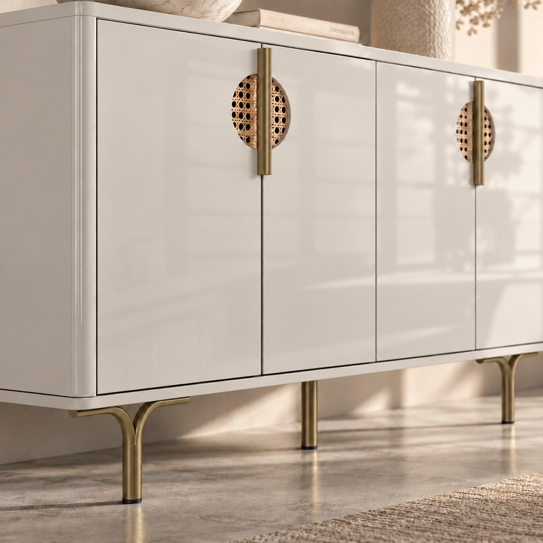 Buffet Aparador 100% MDF 4 Portas Marsala Lukaliam