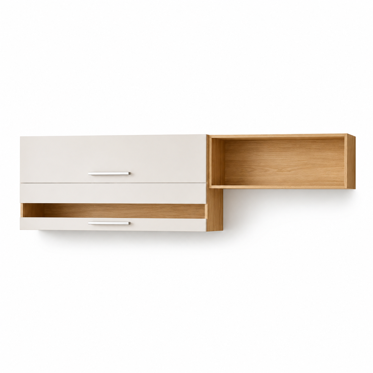 Armário Aéreo Duplo 100% MDF 2 Portas 200Cm Carménère Ronipa - AMENDOA /OFF WHITE
