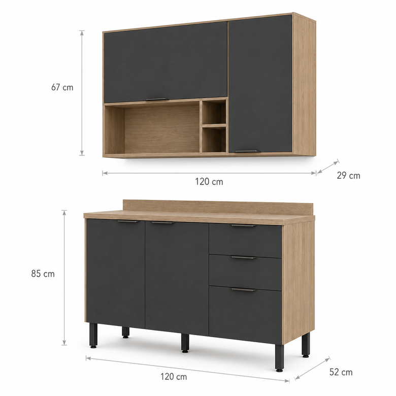 Cozinha Compacta 5 Portas 2 Gavetas Firenze Demóbile