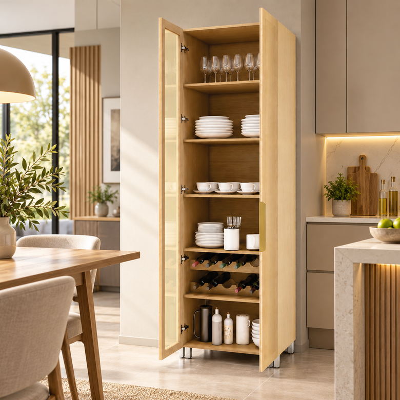 Cristaleira 100% MDF 2 Portas Vidro Reflecta Nesher