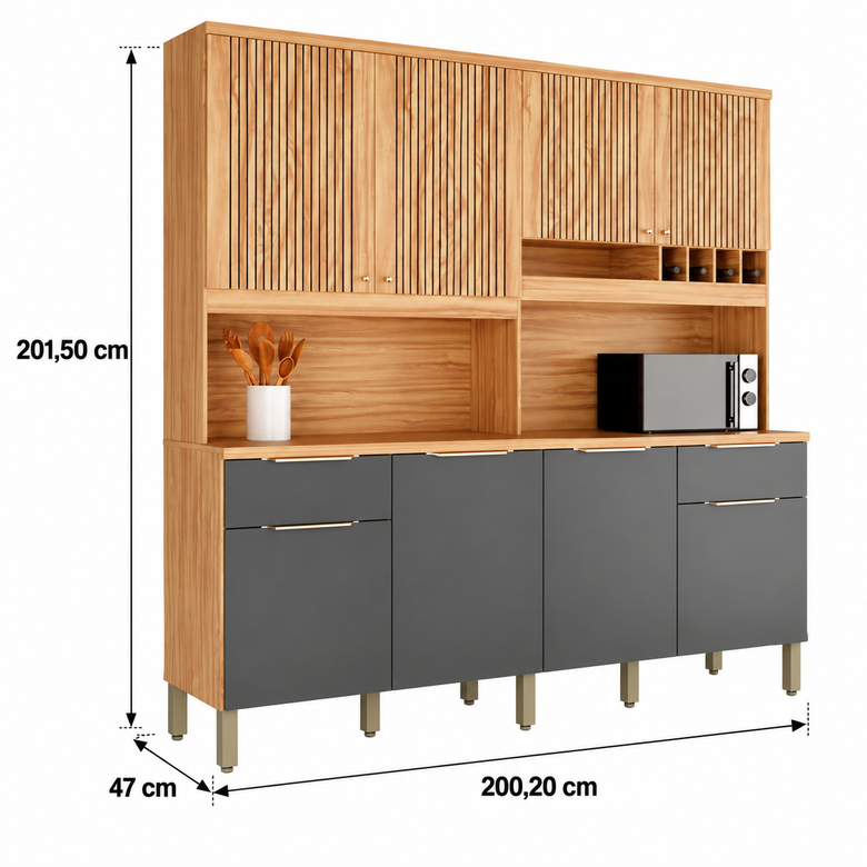 Cozinha Compacta 100% MDF 8 Portas 2 Gavetas Concord Ronipa