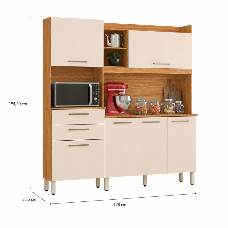 Cozinha Compacta 6 Portas 2 Gavetas Select Demóbile