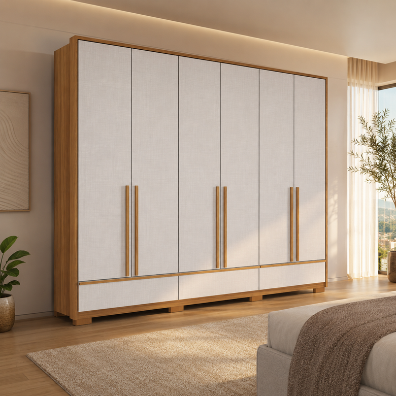 Guarda-Roupa Casal 100% MDF 6 Portas 3 Gavetas NT6035 Notável Móveis