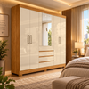 Guarda-roupa Casal 100% MDF 6 Portas 4 Gavetas Com Espelho Ópera Demóbile