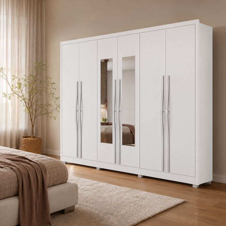 Guarda-Roupa Casal Robust com Espelho 6 Portas 6 Gavetas Novo Horizonte