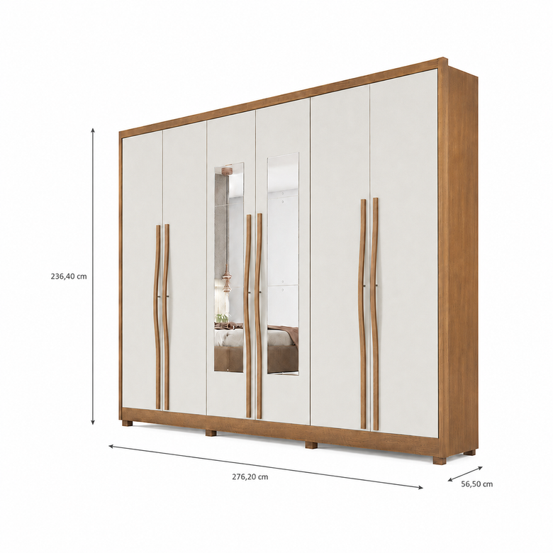 Guarda-Roupa Casal Robust com Espelho 6 Portas 6 Gavetas Novo Horizonte