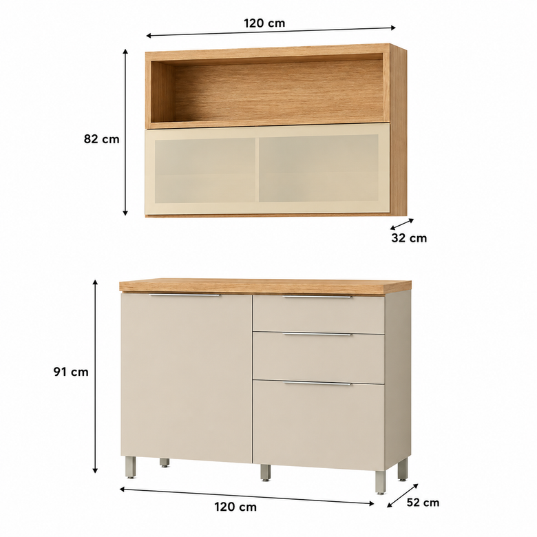 Cozinha Compacta 100% MDF 2 Portas 3 Gavetas Marquesa Nesher