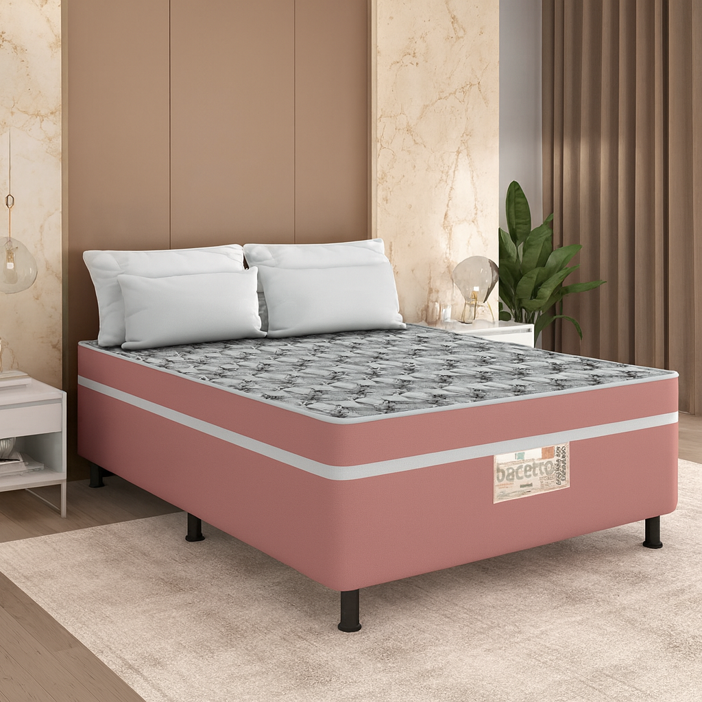 Cama Box Conjugada Viúva 128x42cm Star Pink Bacetto - ROSE