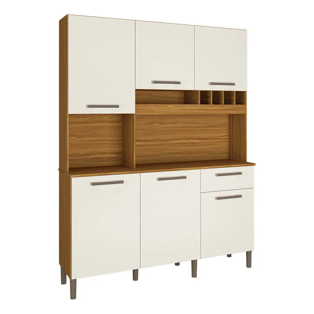 Cozinha Compacta 6 Portas 1 Gaveta Pinot Ronipa - AMENDOA/BRANCO