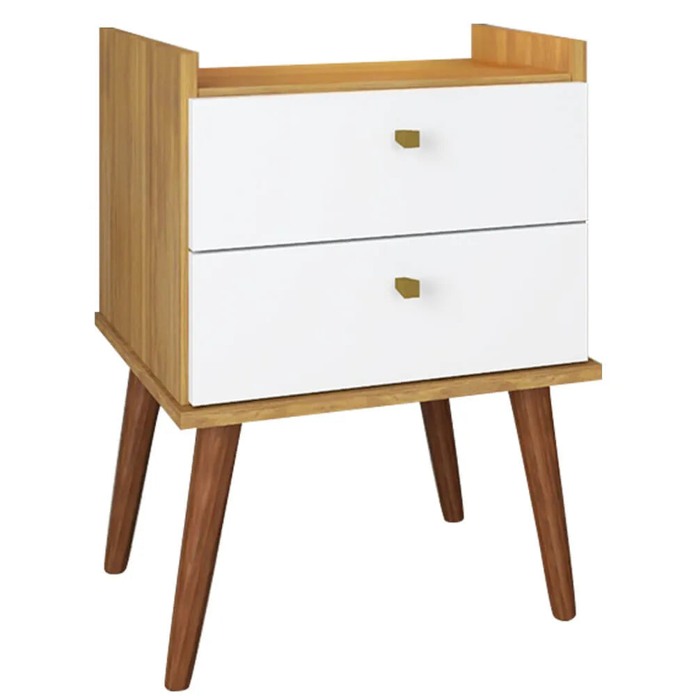 Mesa de Cabeceira  2 Gavetas Aroma  Fiorello - FREIJO/OFFWHITE
