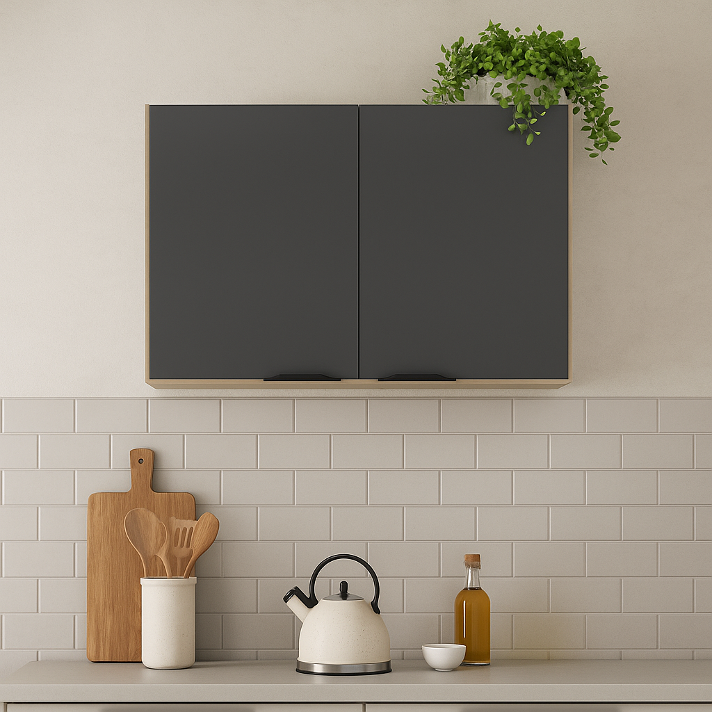 Armário Aéreo 80cm 2 Portas Firenze Demóbile - AVENA/GRAFITO
