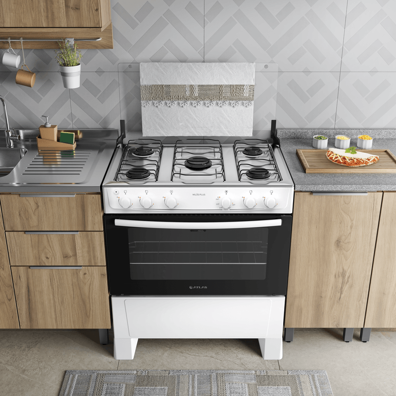 Fogão 5 Bocas Automático Mesa Inox Mião Plus Atlas