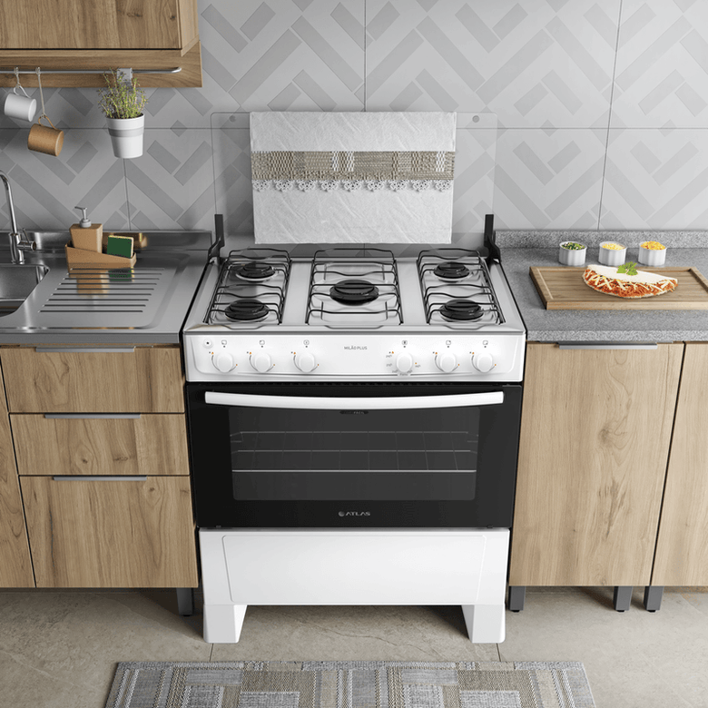 Fogão 5 Bocas Automático Mesa Inox Mião Plus Atlas