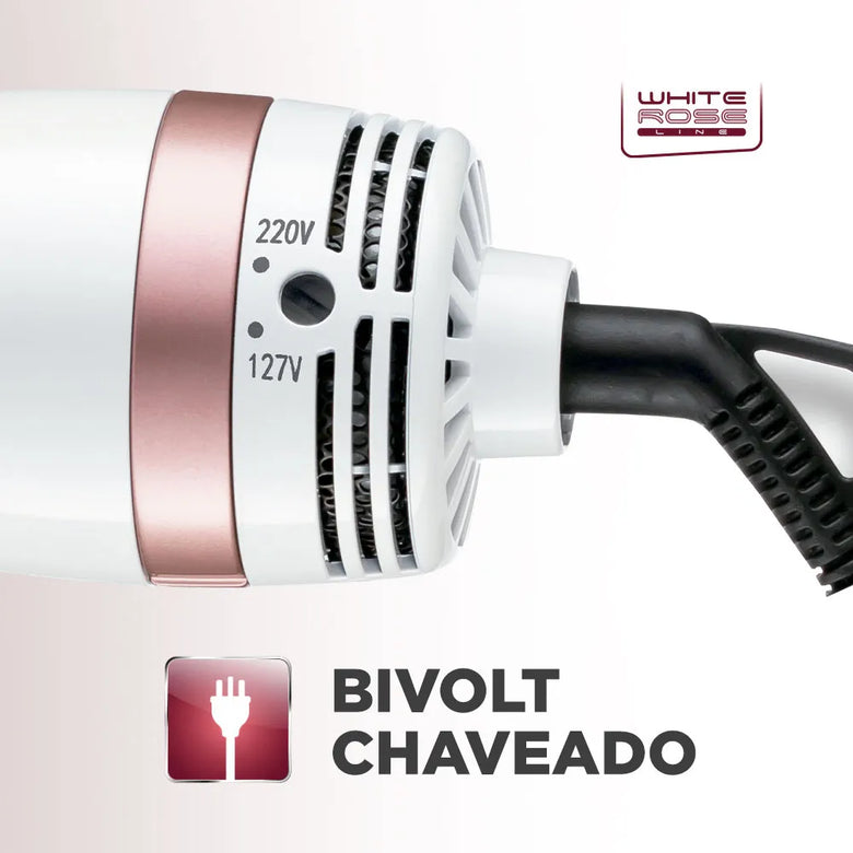 Escova Secadora Mondial Branco e Rose Gold 1300W ES-50