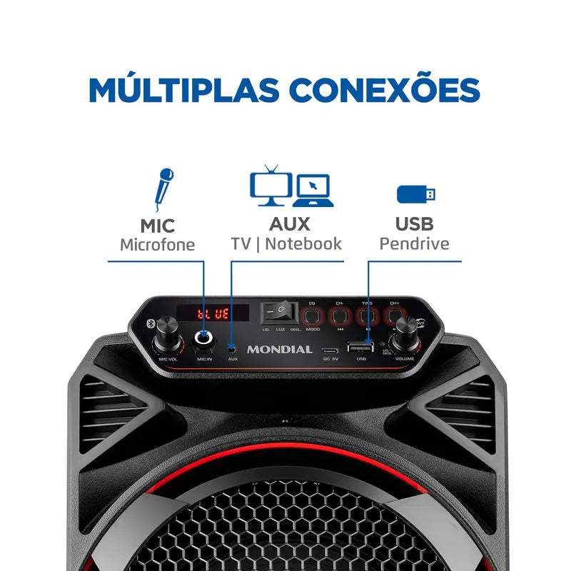 Caixa de Som Amplificada Mondial CM-150 150W Bluetooth