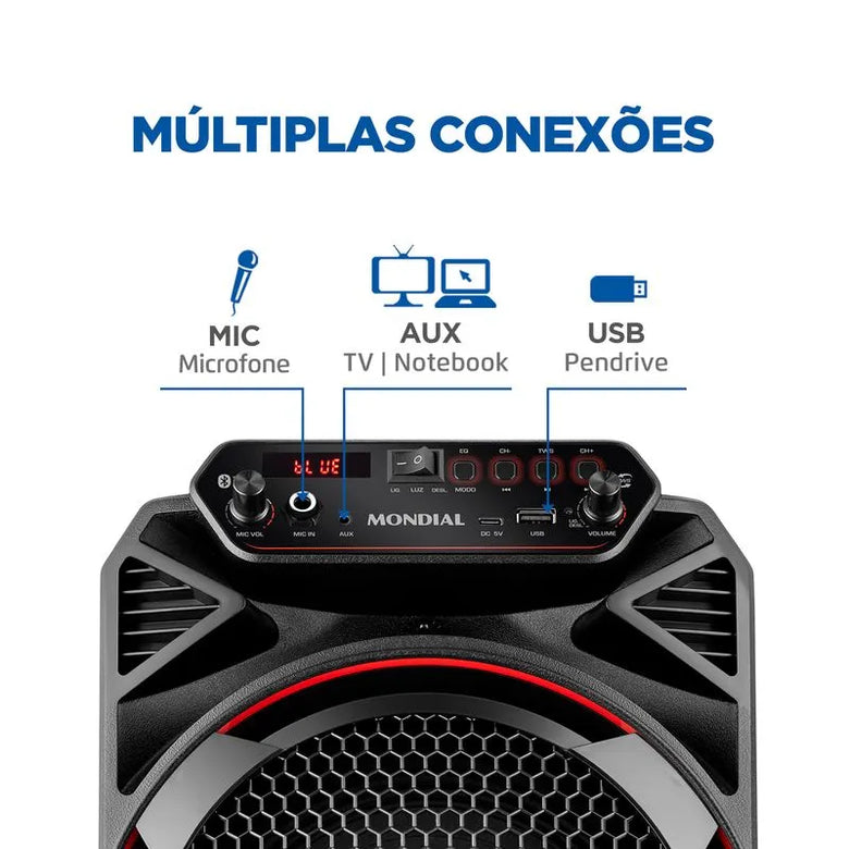 Caixa de Som Amplificada Mondial CM-150 150W Bluetooth