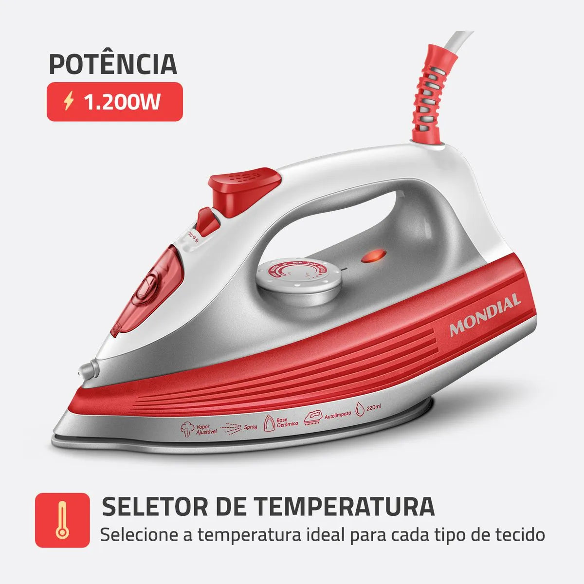Ferro a Vapor Mondial FVN-01-O - LARANJA