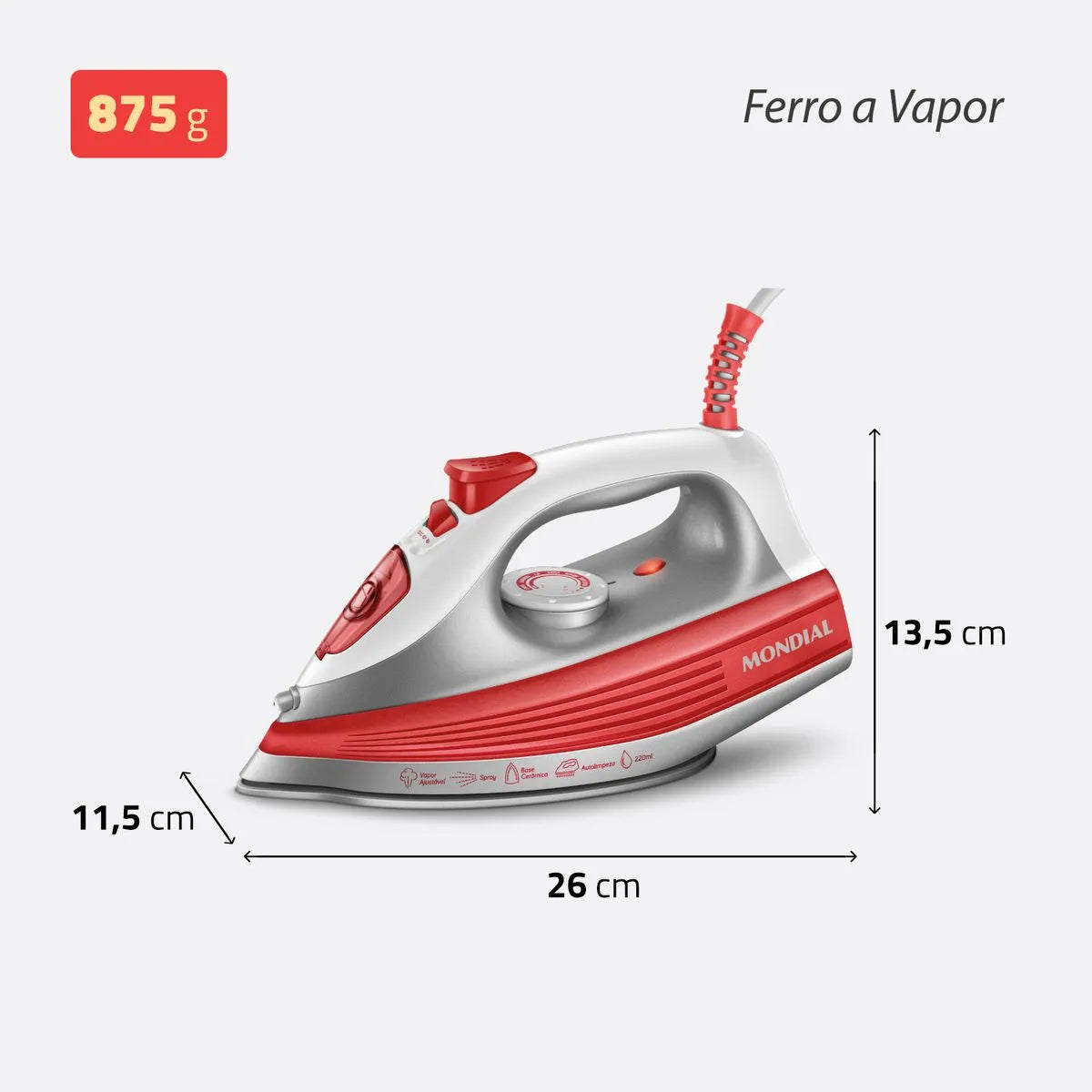 Ferro a Vapor Mondial FVN-01-O