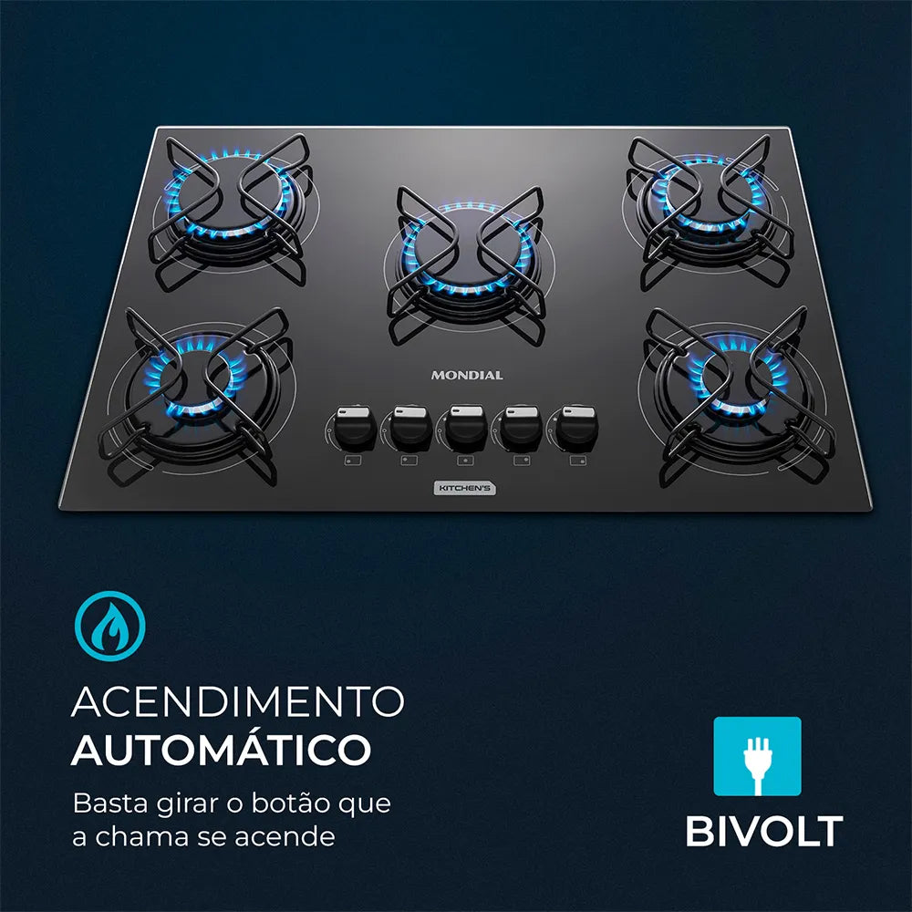 Cooktop a Gás 5 Bocas Mondial CTG-02