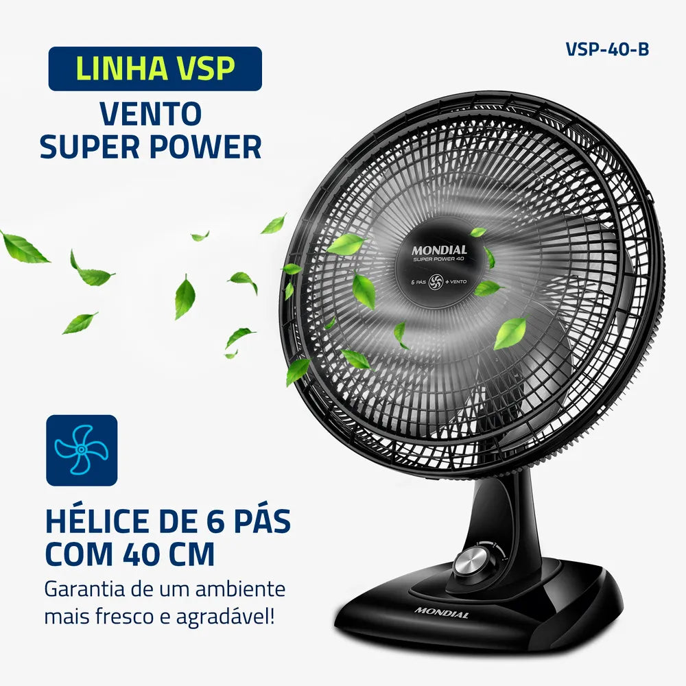 Ventilador de Mesa 6 Pás VSP-40-B Mondial - PRETO