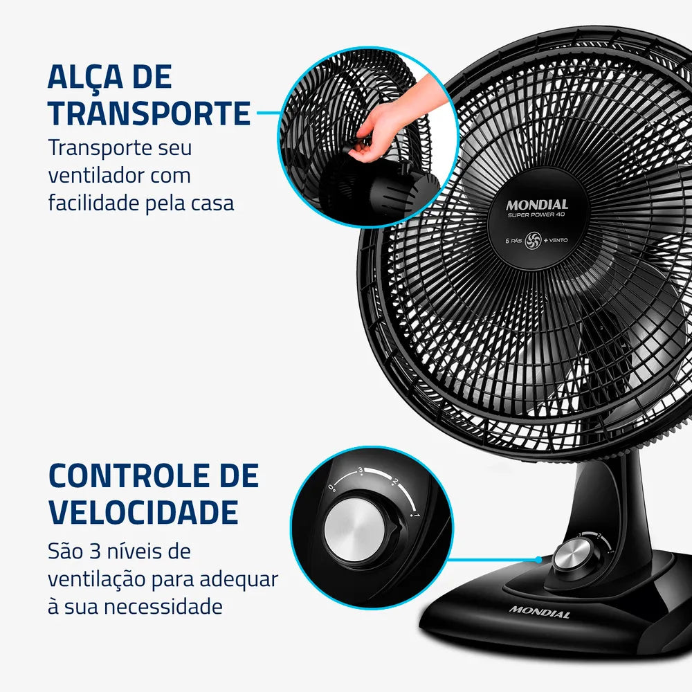 Ventilador de Mesa 6 Pás VSP-40-B Mondial