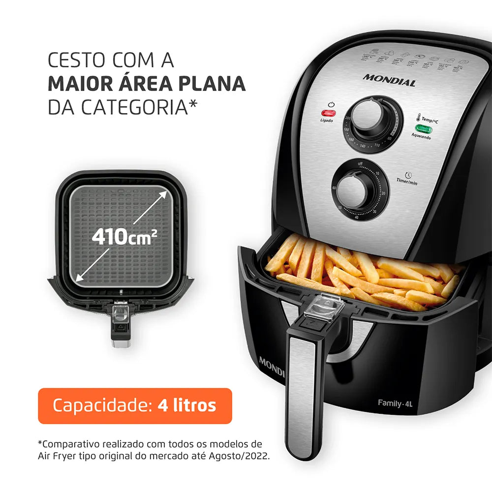 Fritadeira Sem Óleo Air Fryer 4 Litros AFN-40-BI Mondial - PRETO