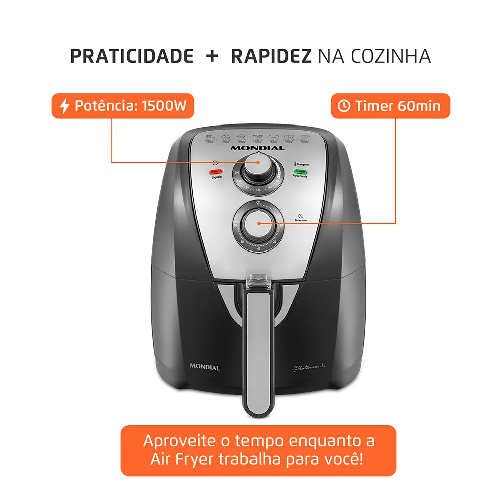 Fritadeira Sem Óleo Air Fryer 4L Mondial AFN-40-PI