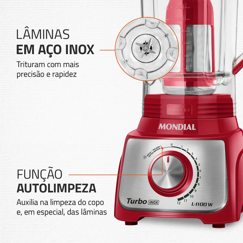 Liquidificador Mondial Turbo Inox 3L L-1100-RI