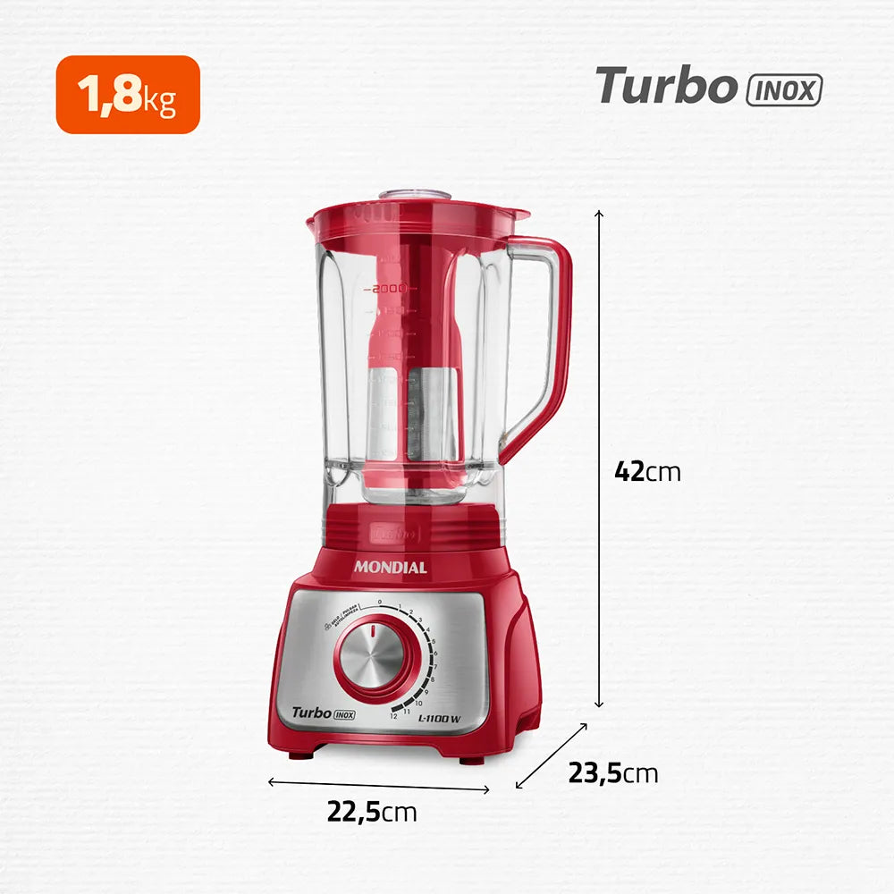 Liquidificador Mondial Turbo Inox 3L L-1100-RI