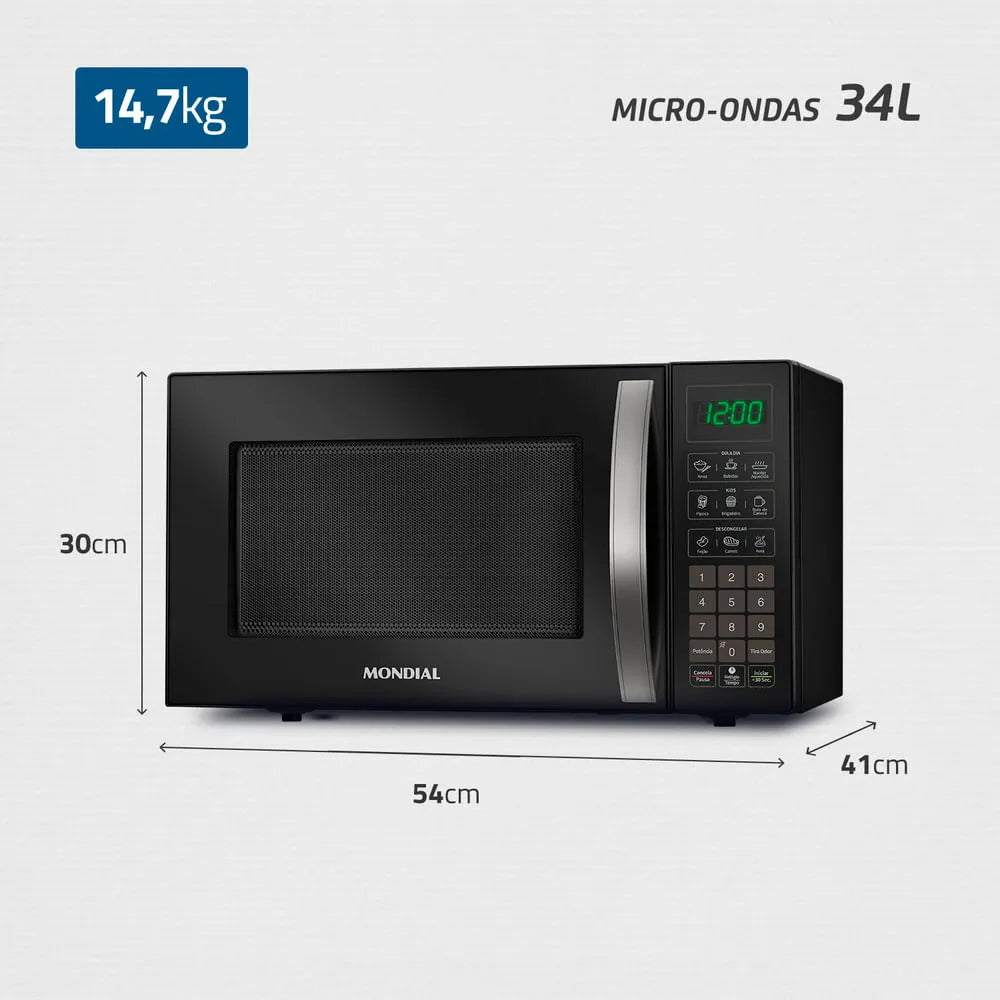 Micro-Ondas Mondial Preto 1400W - MO-02-34-B