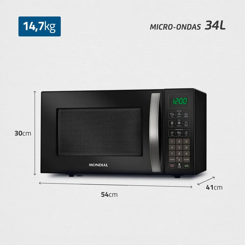 Micro-Ondas Mondial Preto 1400W - MO-02-34-B