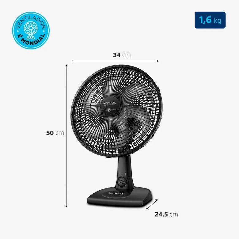 Ventilador de Mesa Mondial NVSP-30-B 30cm 6 Pás