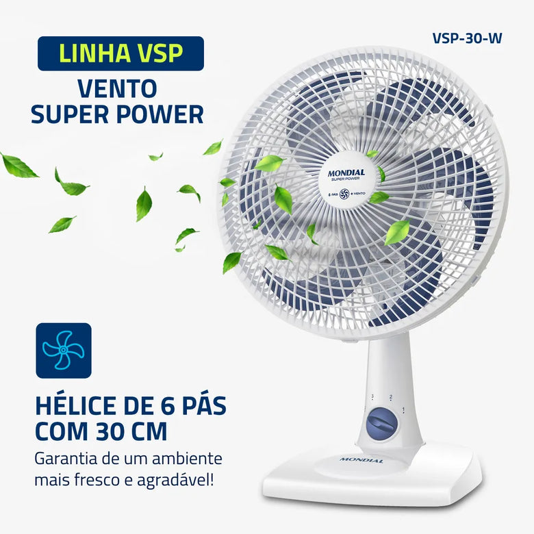 Ventilador De Mesa Mondial VSP-30-W 6 pás