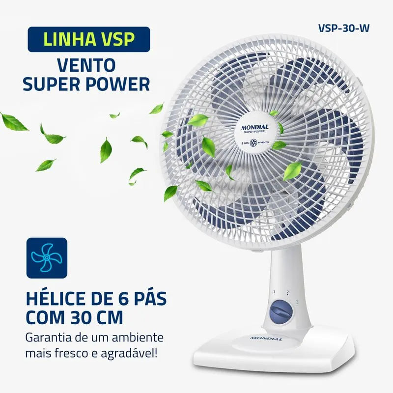 Ventilador de Mesa Mondial NVSP-30-W2 30cm 6 Pás