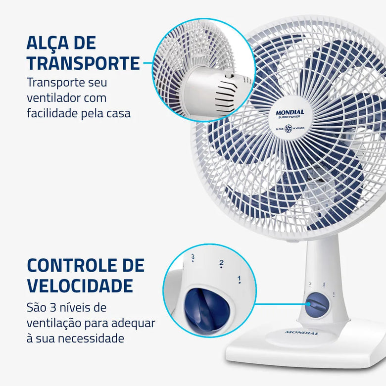 Ventilador De Mesa Mondial VSP-30-W 6 pás