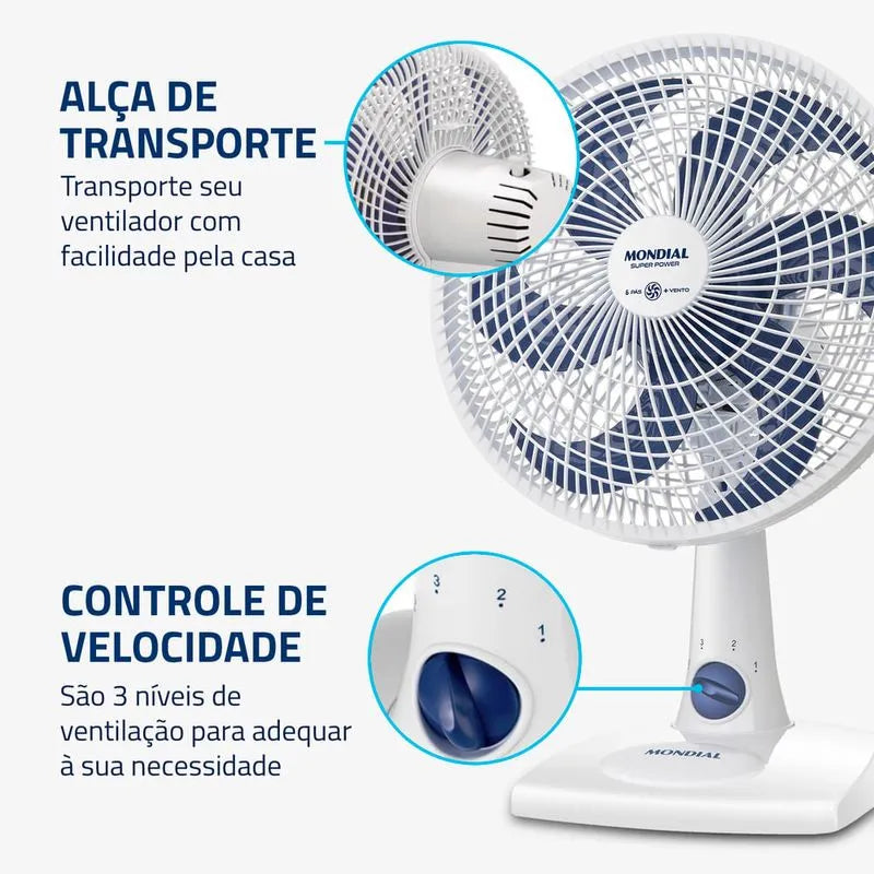 Ventilador de Mesa Mondial NVSP-30-W2 30cm 6 Pás
