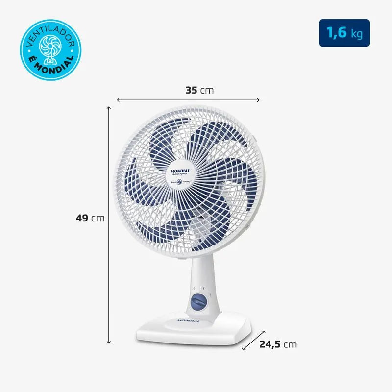 Ventilador de Mesa Mondial NVSP-30-W2 30cm 6 Pás