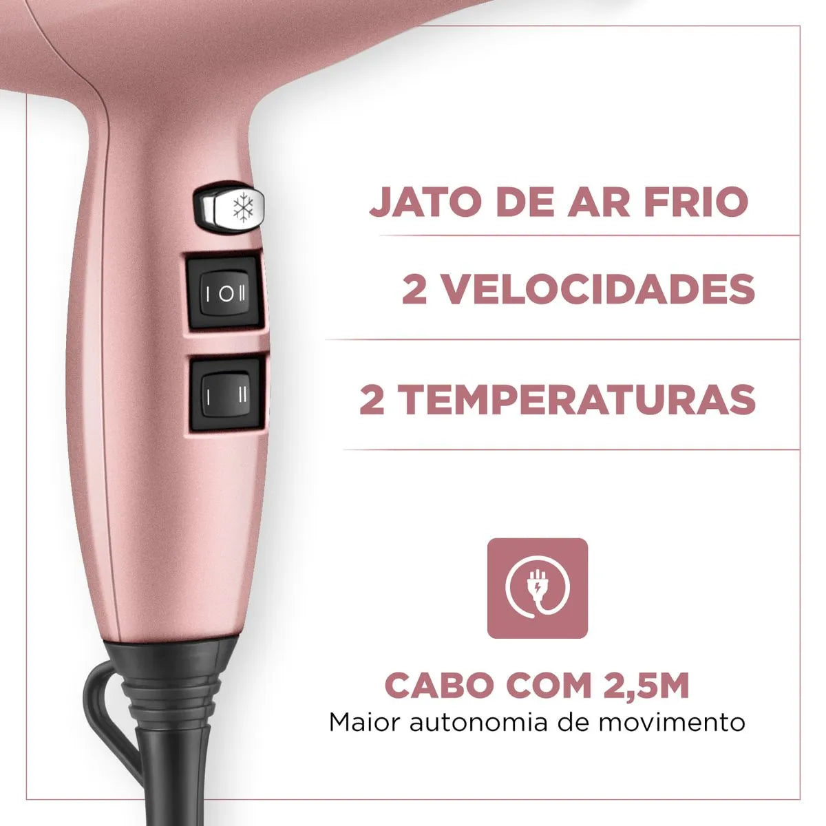 Secador de Cabelo By Juliette Mondial Golden Rose 2000W SCP-JU-01