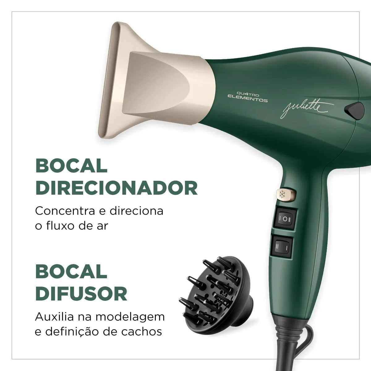 Secador de Cabelo By Juliette Mondial Verde Oliva 2000W SCP-JU-02